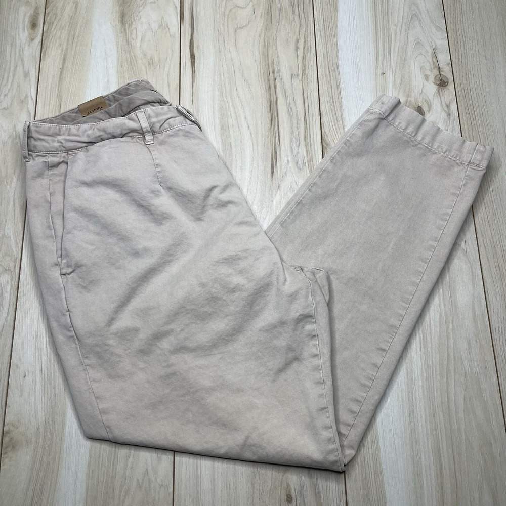Tela Genova Loose Fit Chino Trousers Mens Size 36Wx29L Made In Italy Beige Pants